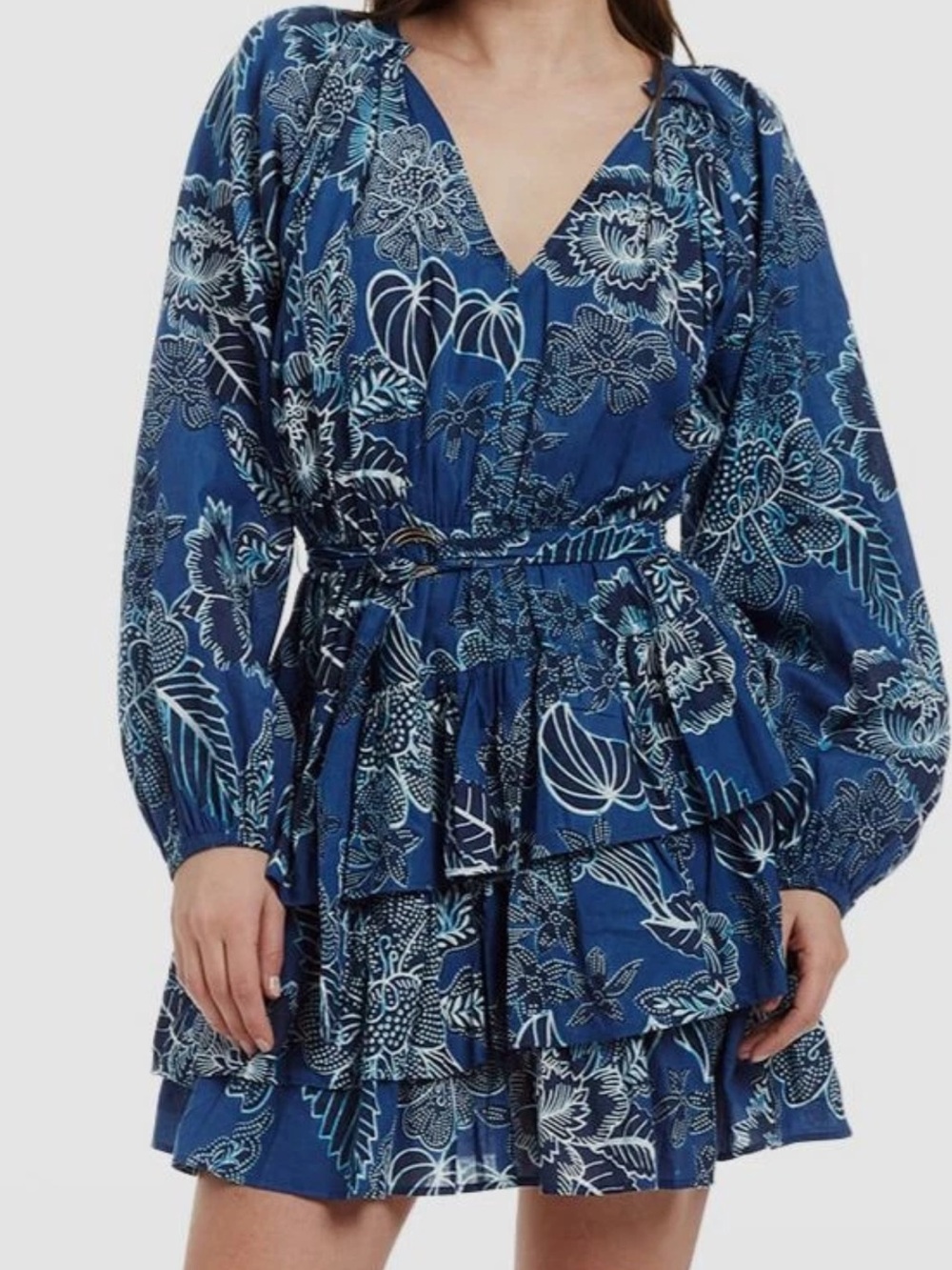 Love The Label Women's Blue Puff-Sleeve Kiki A-Line Dress Size small